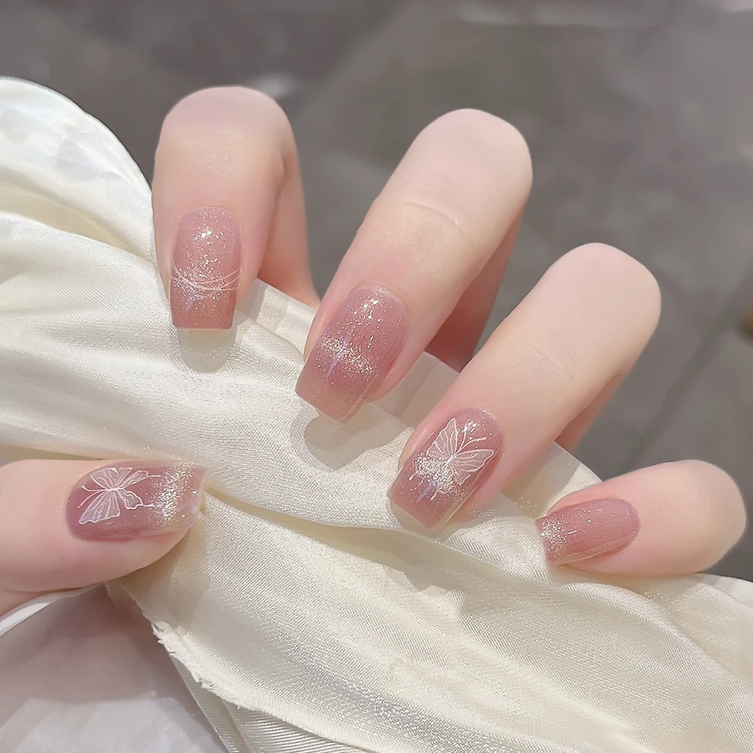 【ES900】20指照灯变硬的uv半固化凝胶美甲贴纸全贴半烤指甲贴纸