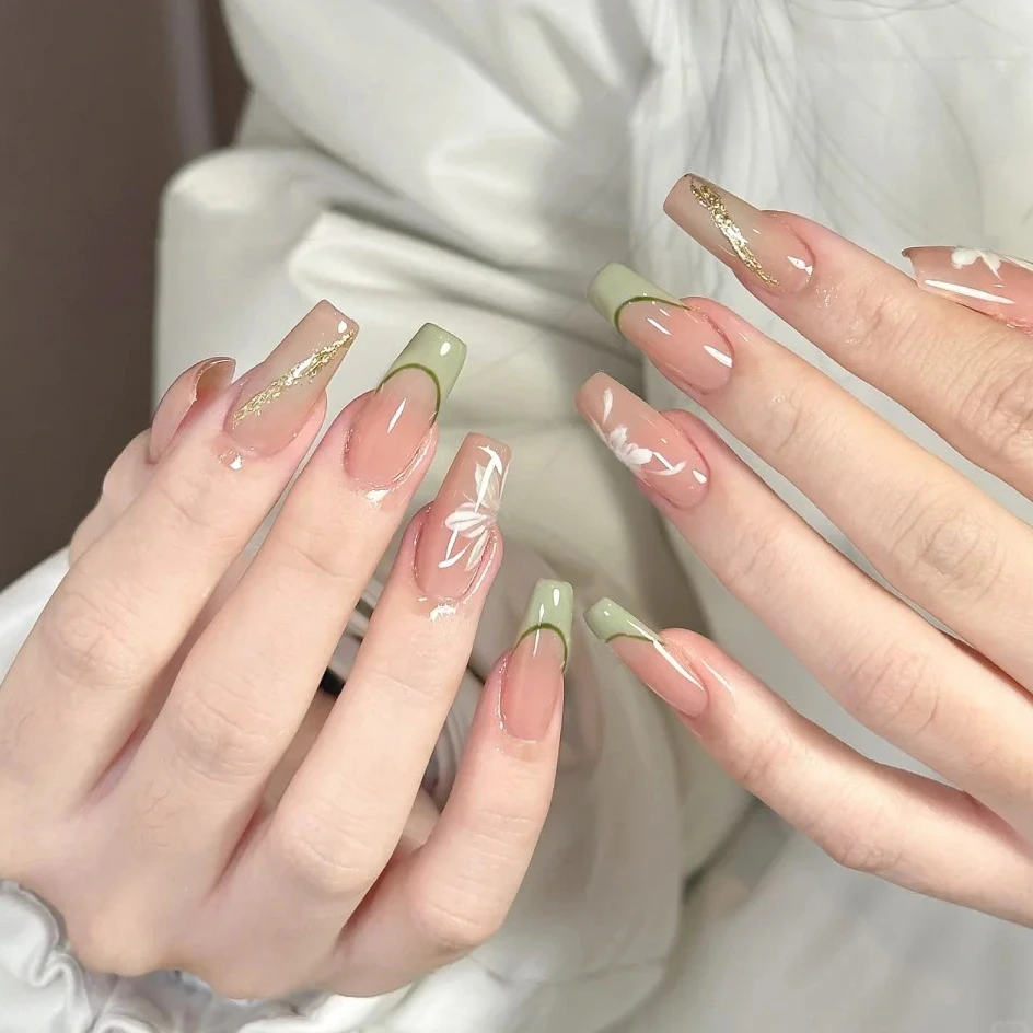 【ES659】20指照灯变硬的uv半固化凝胶美甲贴纸全贴半烤指甲贴纸