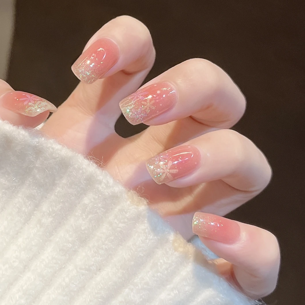 【ES971】20指照灯变硬的uv半固化凝胶美甲贴纸全贴半烤指甲贴纸