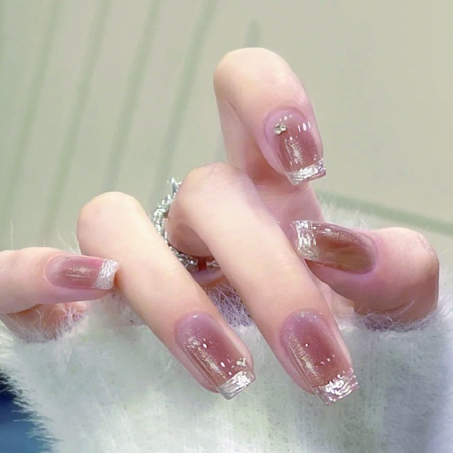 【ES474】20指照灯变硬的uv半固化凝胶美甲贴纸全贴半烤指甲贴纸