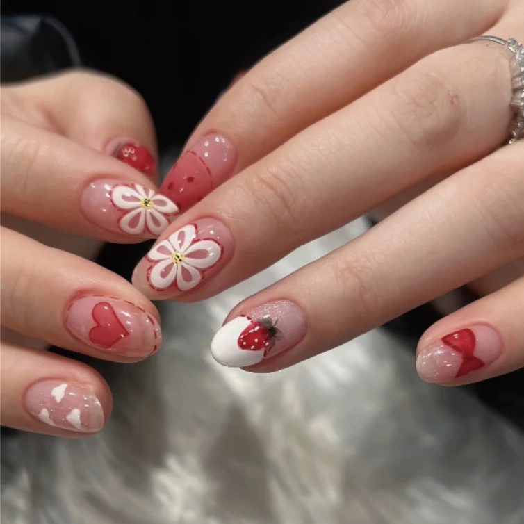 【ES672特价】20指照灯变硬的uv半固化凝胶美甲贴纸全贴半烤指甲贴