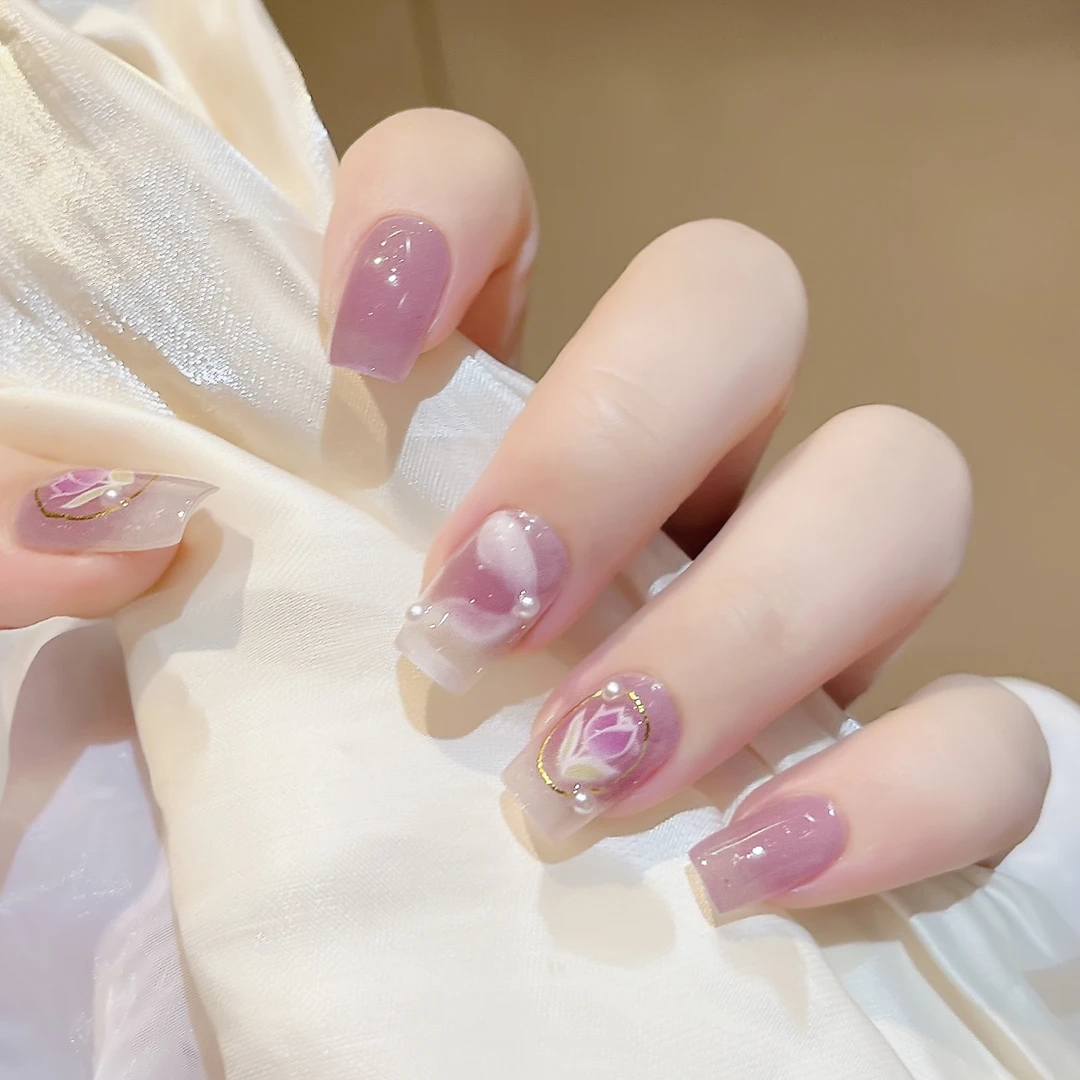 【ES681】20指照灯变硬的uv半固化凝胶美甲贴纸全贴半烤指甲贴纸