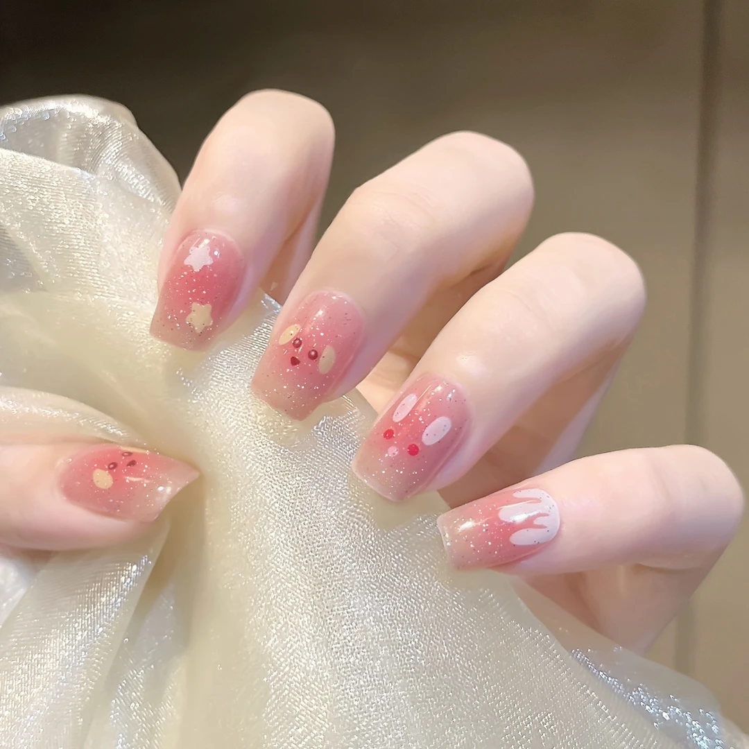 【ES979】20指照灯变硬的uv半固化凝胶美甲贴纸全贴半烤指甲贴纸