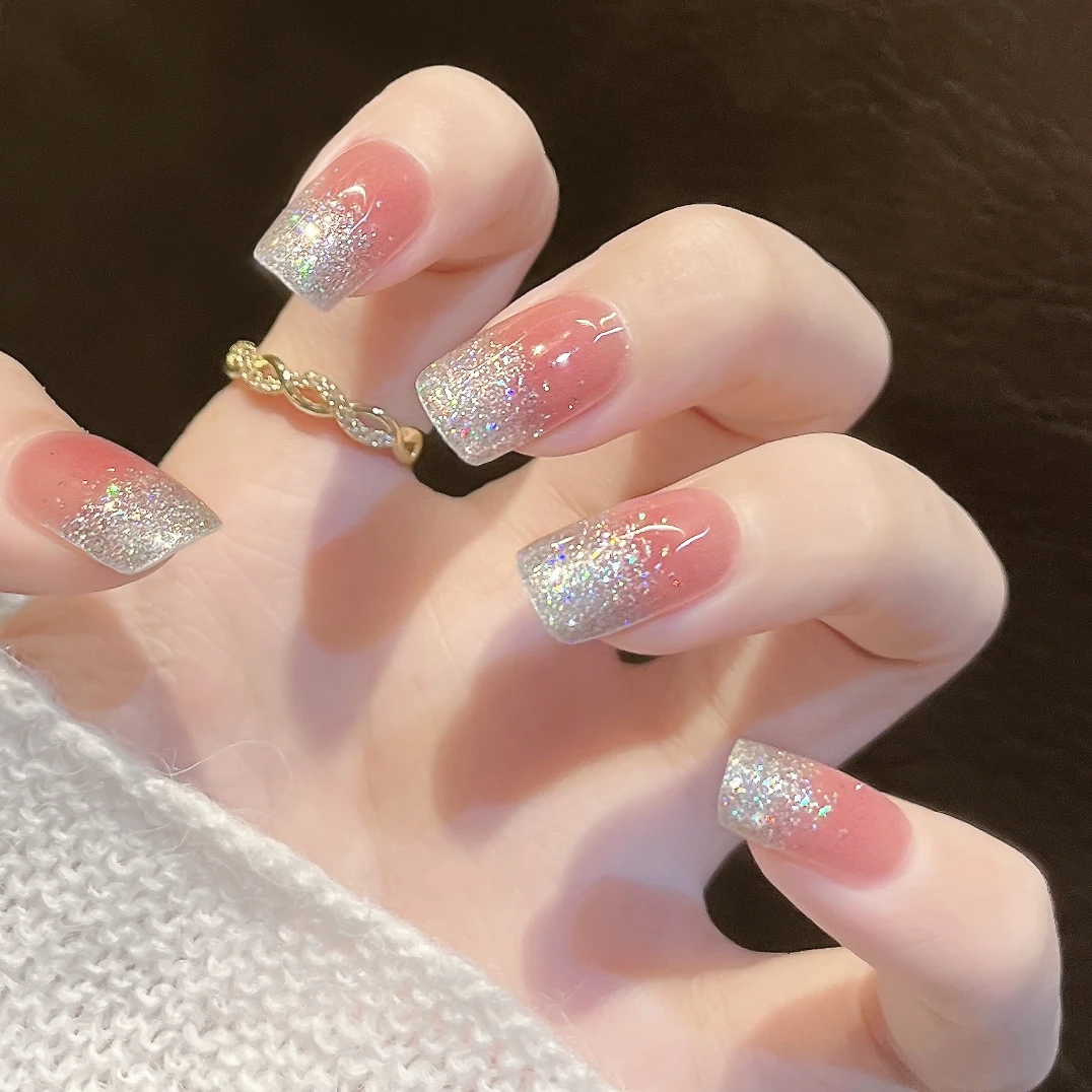 【ES1083】20指照灯变硬的uv半固化凝胶美甲贴纸全贴半烤指甲贴纸