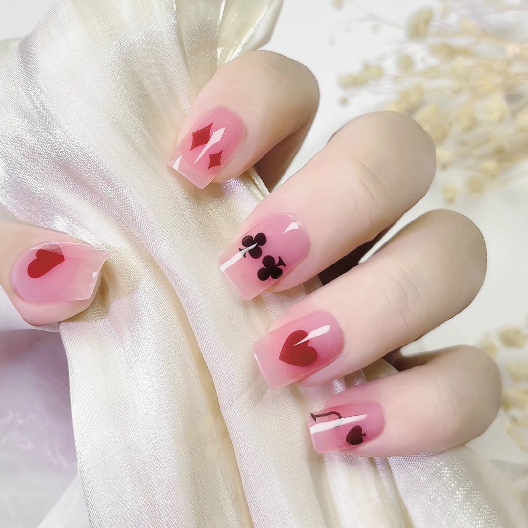 【ES94特价】20指照灯变硬的uv半固化凝胶美甲贴纸全贴半烤指甲贴纸