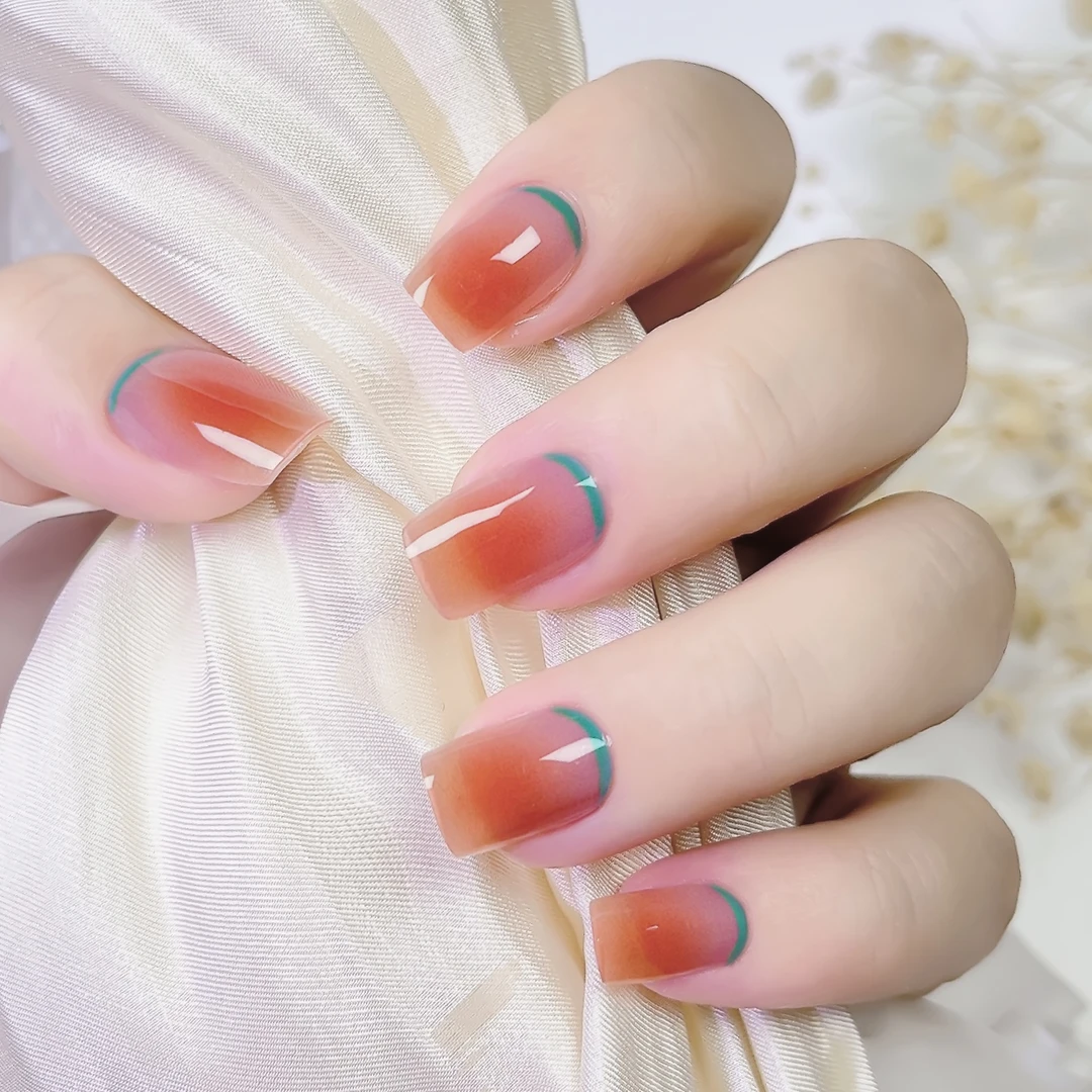 【ES87特价】20指照灯变硬的uv半固化凝胶美甲贴纸全贴半烤指甲贴