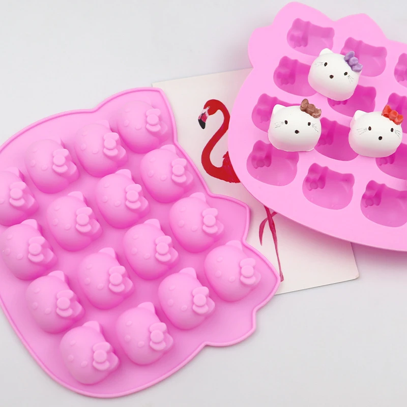 宁焙16连猫头 硅胶巧克力模 软糖模具 冷制皂模 滴胶配饰模