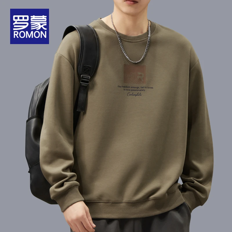 罗蒙秋冬男士圆领卫衣男款爆款2025新款休闲长袖男装打底衫上衣男