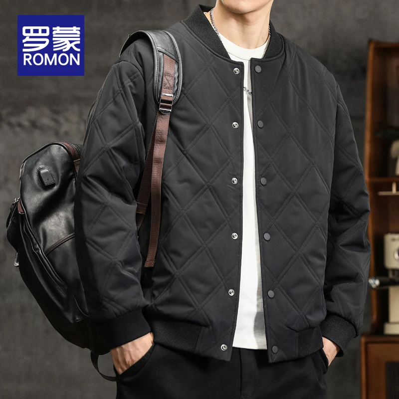 罗蒙男士冬季棉衣男款爆款2025新款秋冬潮牌夹克棒球领棉服外套男