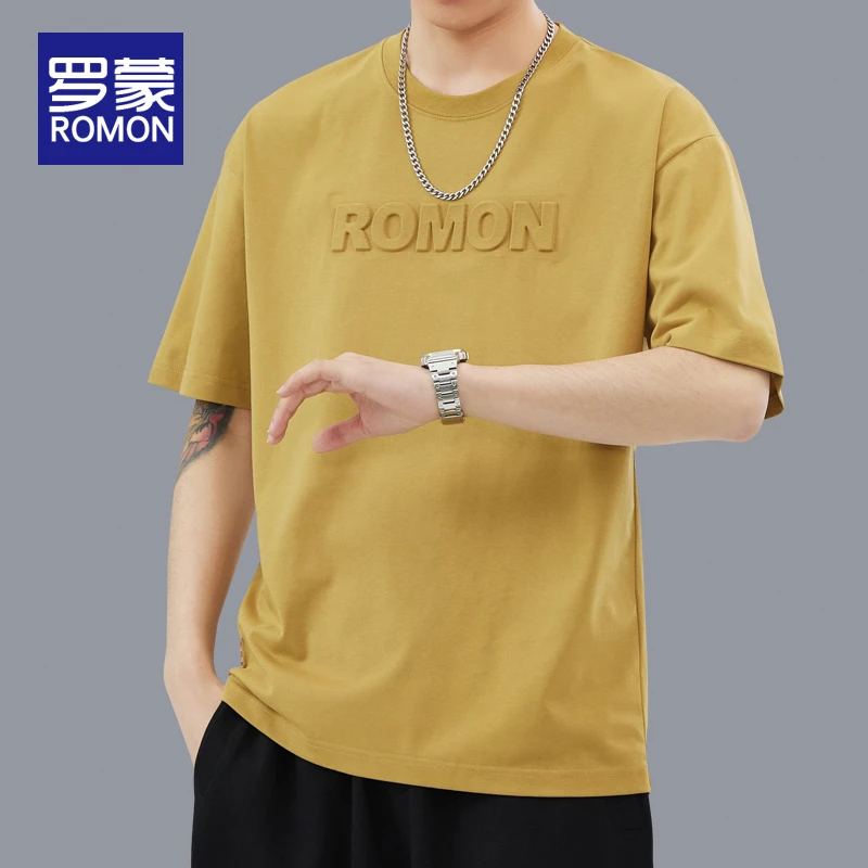 罗蒙短袖t恤男款宽松百搭圆领上衣服男夏季薄款凉感透气男士半袖