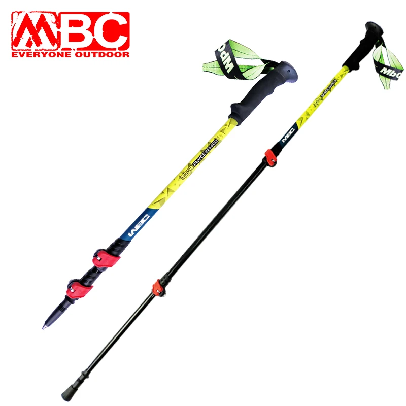 mbc户外徒步手杖高强度轻量化7075航空铝合金加粗三节外锁登山杖