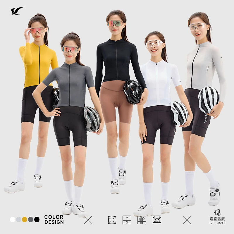 极飞鸥夏季短袖长袖薄款骑行服排汗速干女款骑行上衣