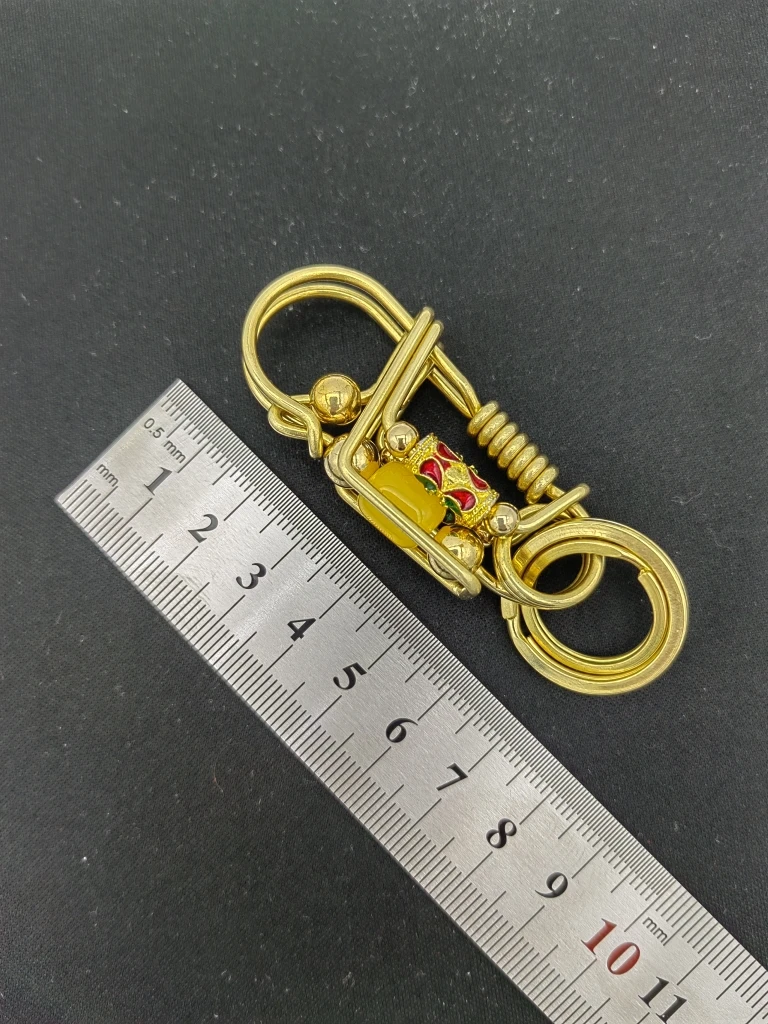 钥匙扣纯手工编织蜜蜡黄色新款硬铜丝自制网红钥匙扣挂件汽车钥匙