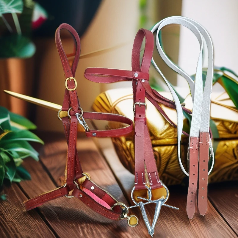 马笼头马嚼子一套纯皮马笼头牛皮马具马具装备龙头马笼头全套马头