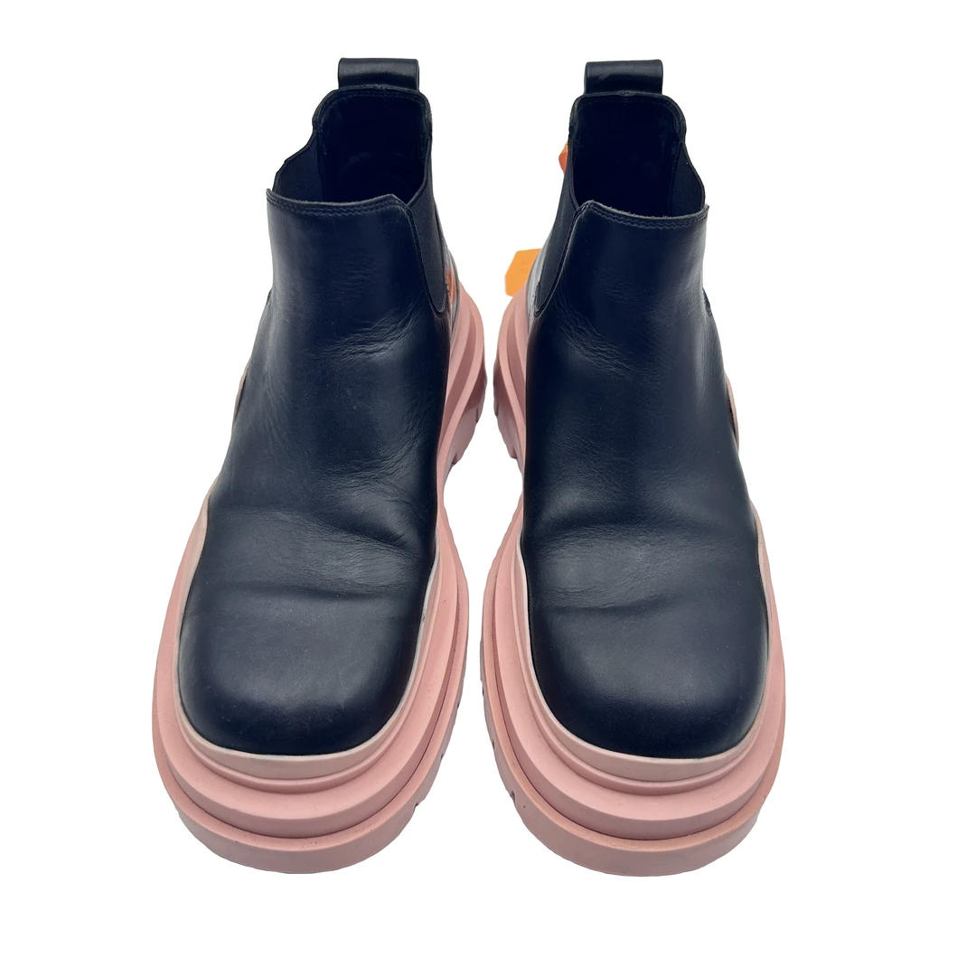 BV/37.5码/黑粉拼接中帮雨鞋/96新/时尚潮鞋/vv075