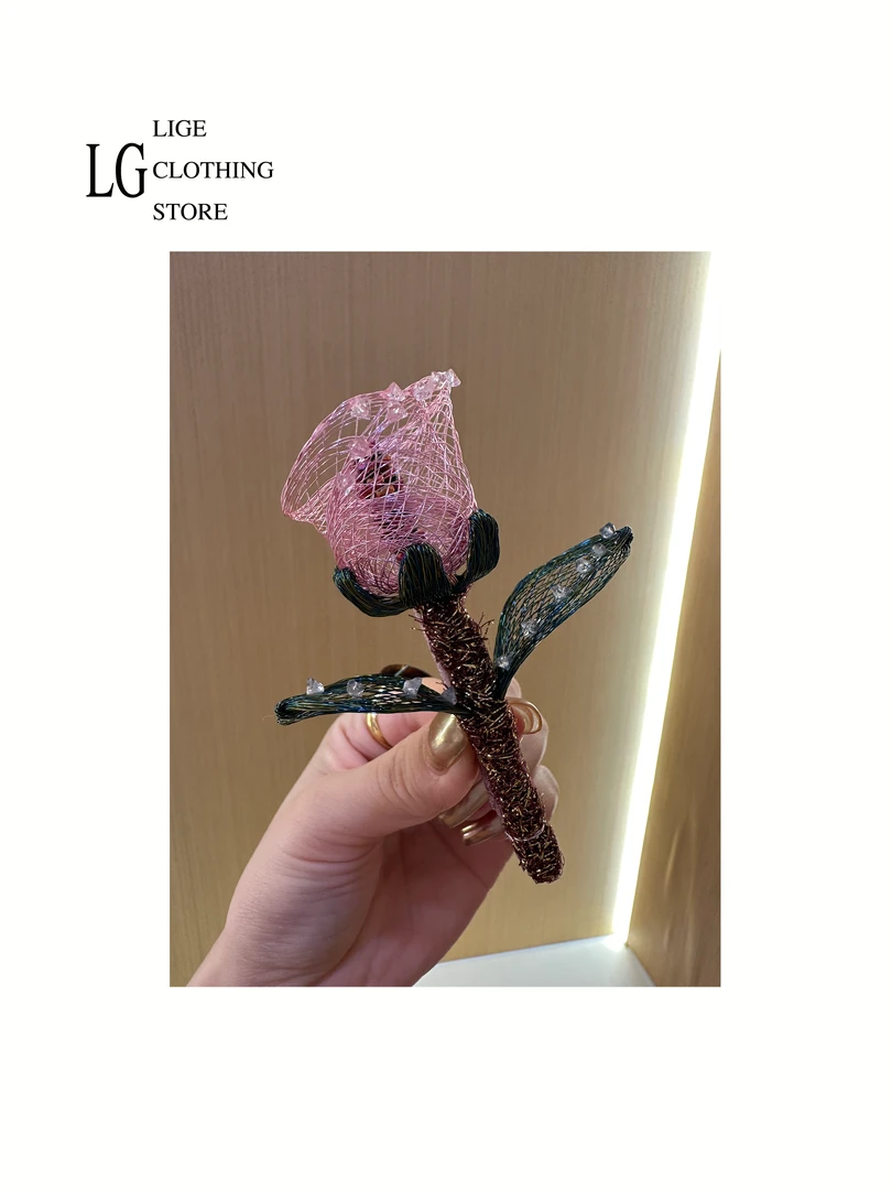 里格 郁金香一枝花朵边夹 1368