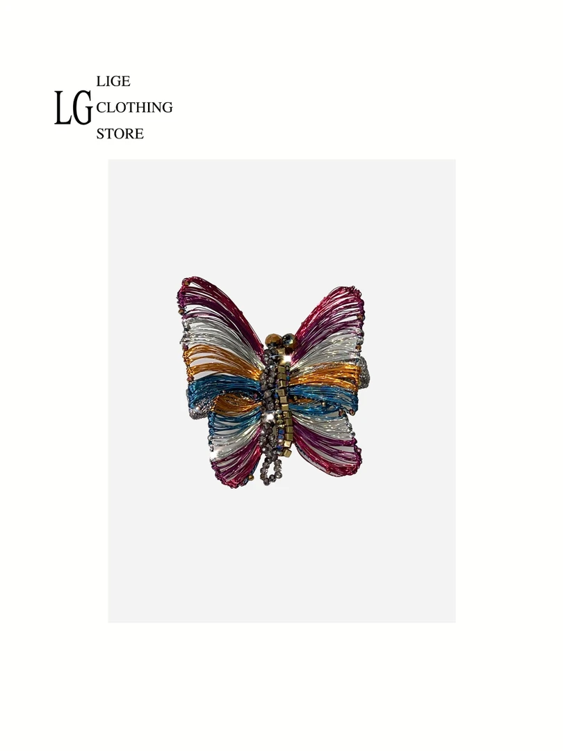 里格 彩色铜丝线蝴蝶边夹1052