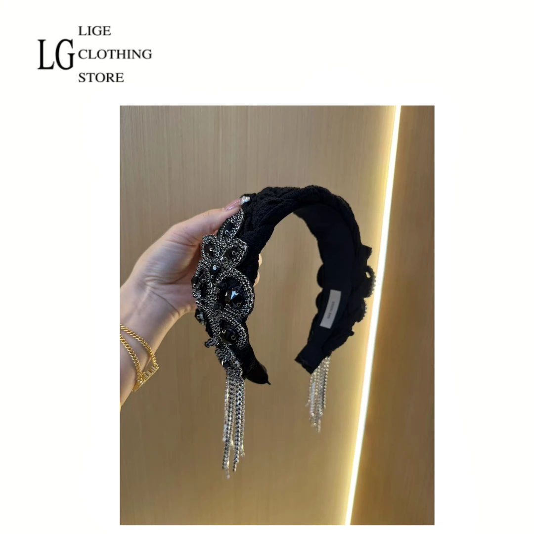 里格 原创设计【1660】韩版丝绒编织潮流轻奢流苏发饰发箍潮