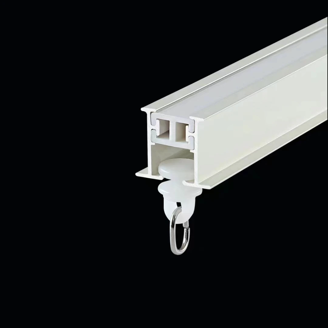 窗帘轨道镶嵌式可弯曲加厚配件顺滑耐用双轨加厚白色自动