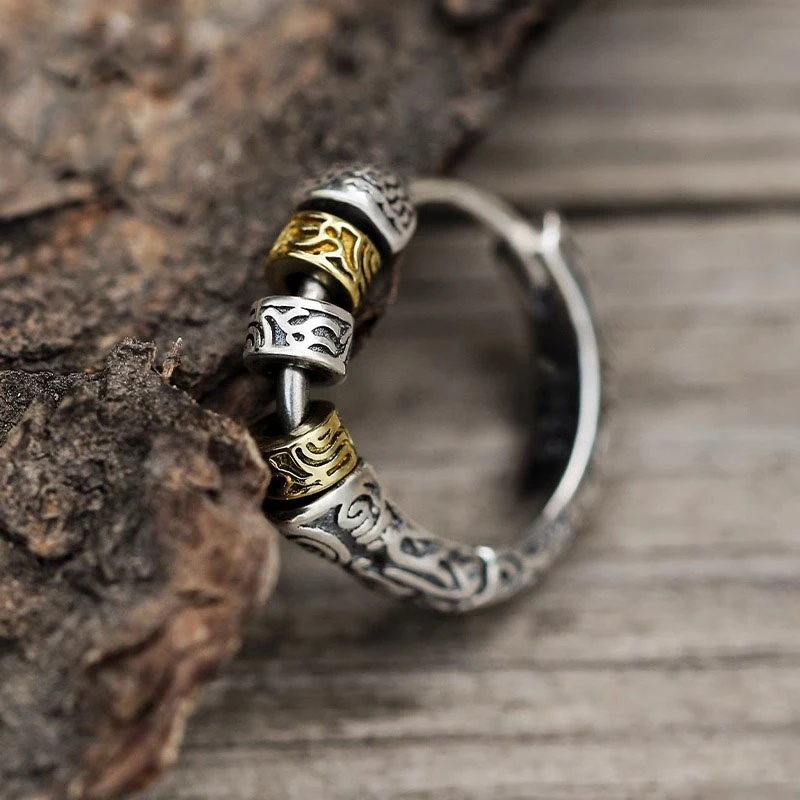 925银耳饰 「唐草纹」设计感纯银耳环痞帅耳钉男生小众男新潮