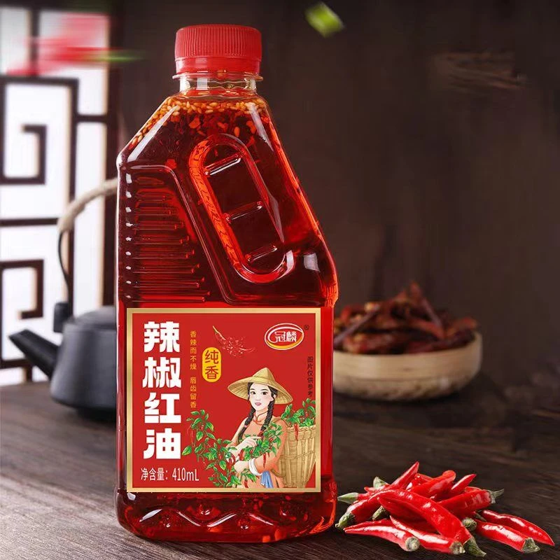 冠麟辣椒油油泼辣子410ml瓶装凉拌菜拌面蘸料微辣中辣特辣