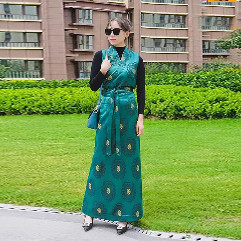 断码清仓丨女士藏族无袖博拉西藏服加绒连衣裙锅庄舞民族风服装