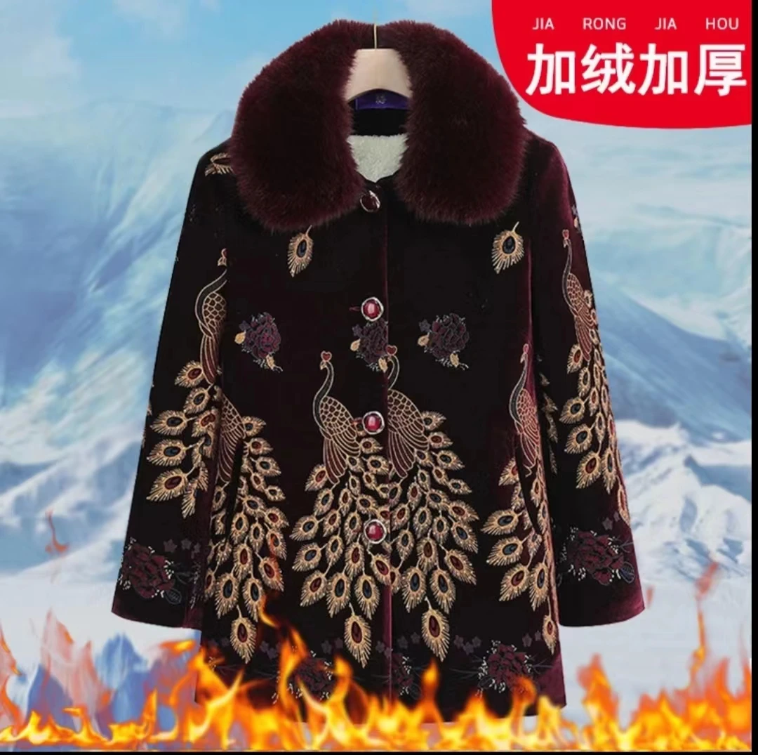 冬季短款棉服女气质妈妈装加绒加厚时尚国风外套洋气中国风小棉袄
