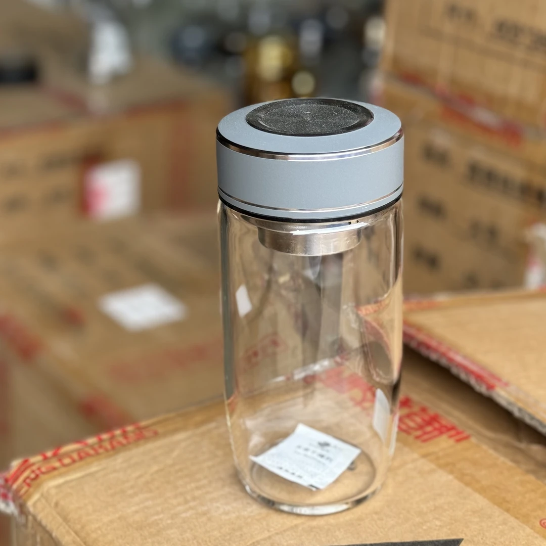 加厚单层双层家用大容量专用透明水杯耐热玻璃杯高颜值高硼硅带盖