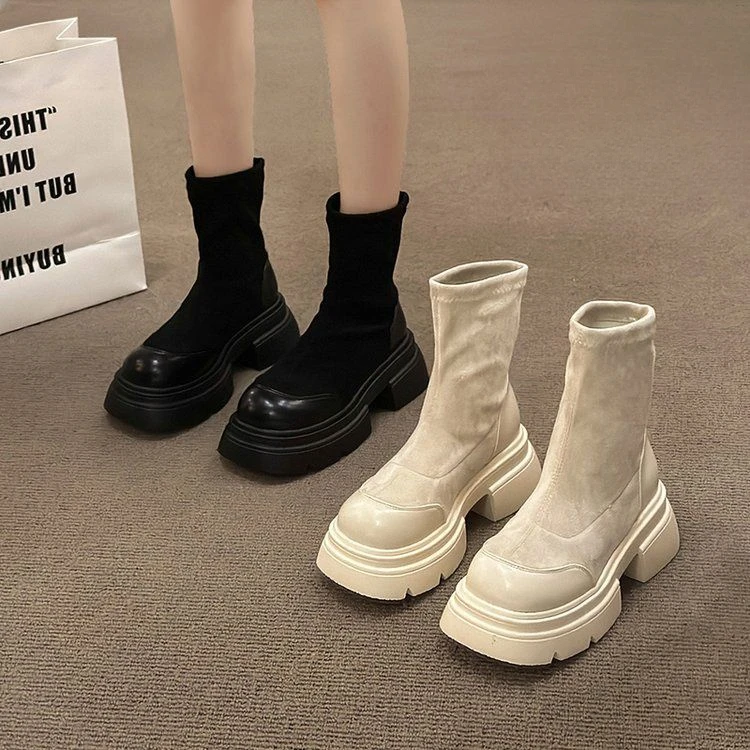 '马丁靴女秋季新款百搭厚底短靴女英伦风潮流女鞋显瘦瘦瘦靴网红