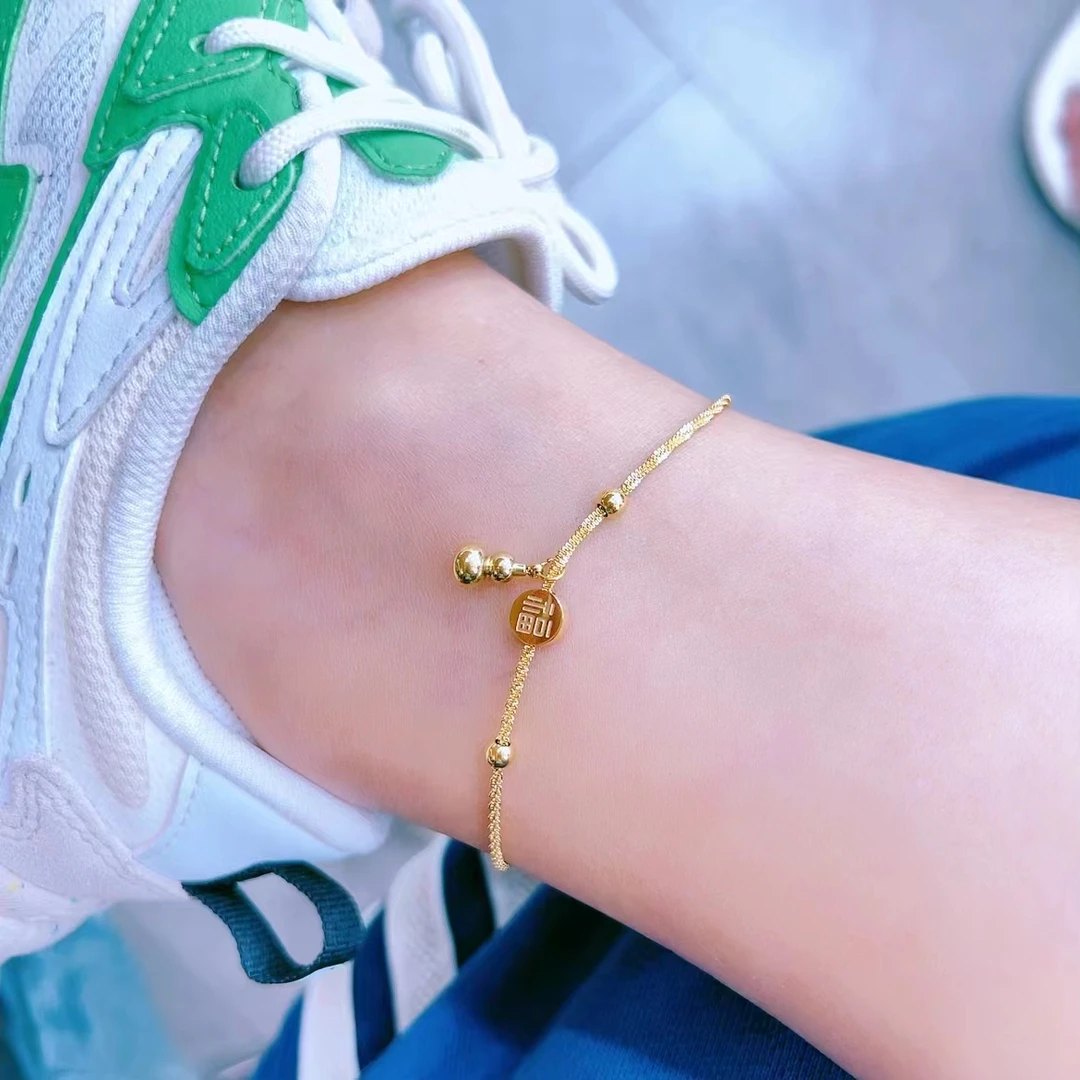 钛钢脚链 新款时尚饰品返潮复古气质简约百搭满天星葫芦脚链1751