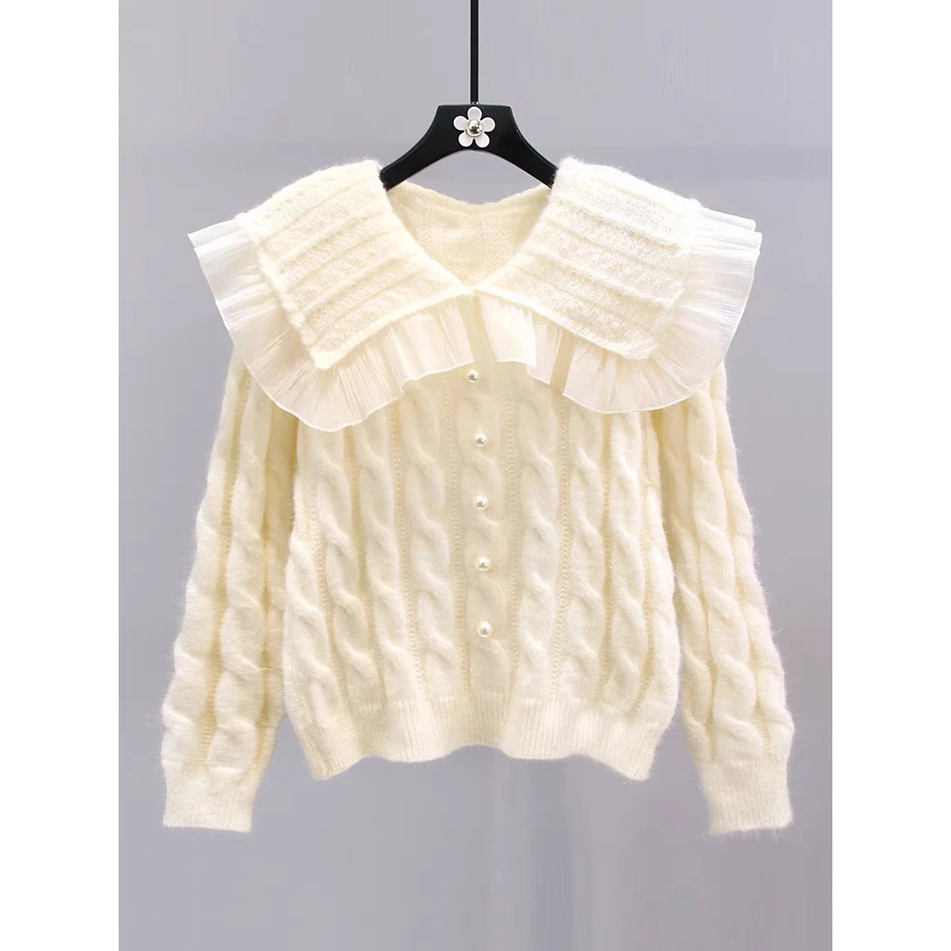 3301-3350网红秋冬时尚慵懒风套头开衫毛衣百搭洋气甜美圆领外穿