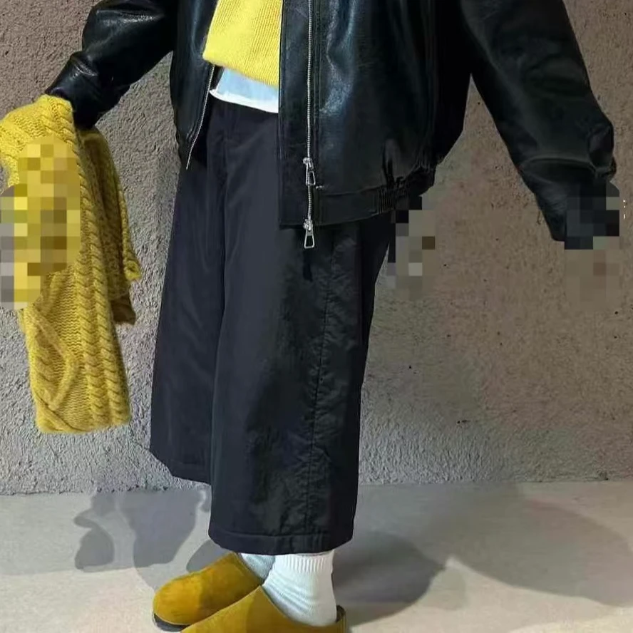 【摩姐姐欧韩】69197韩版秋冬夹棉七分阔腿裤（后腰皮筋）