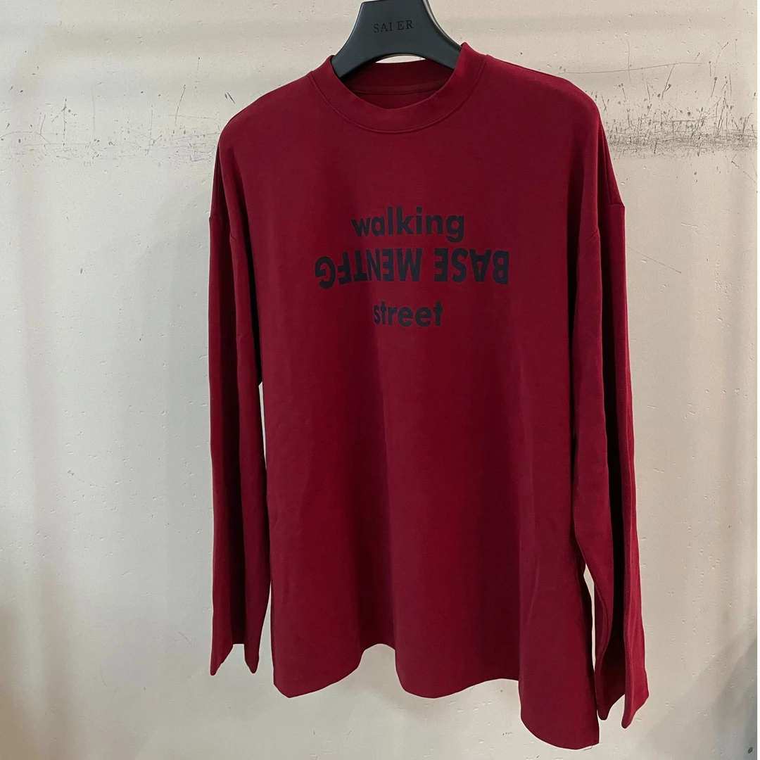 【摩姐姐欧韩】69175秋冬磨毛大版圆领字母印花长袖 T恤