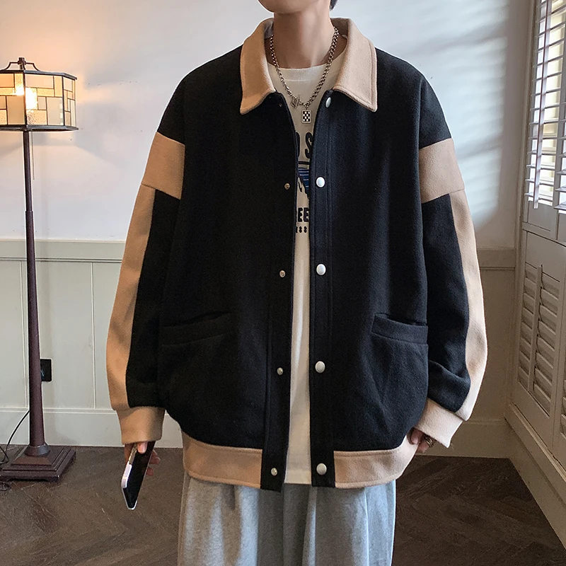 休闲男外套春季新款青少年痞帅潮流ins宽松百搭拼接撞色夹克外套