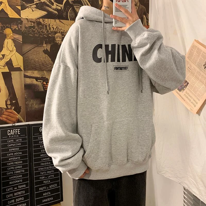 引创连帽卫衣男生春季休闲百搭学生韩版潮流港风潮流潮牌宽松外套