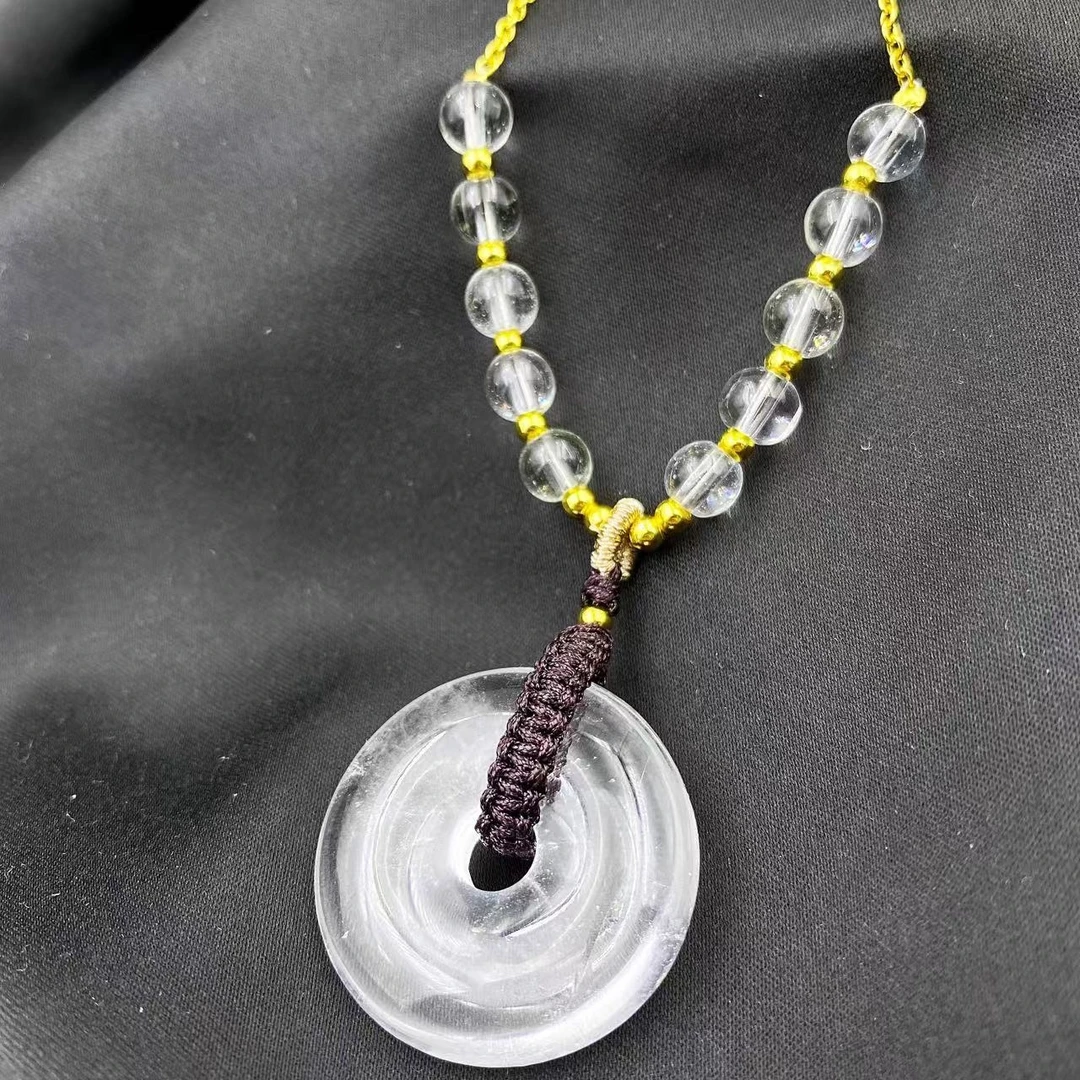 高档珠宝白水晶国风平安扣项链X607