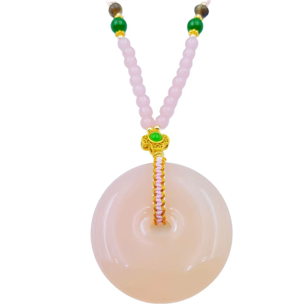 高档珠宝冰粉国风平安扣项链X491-赠包装合金