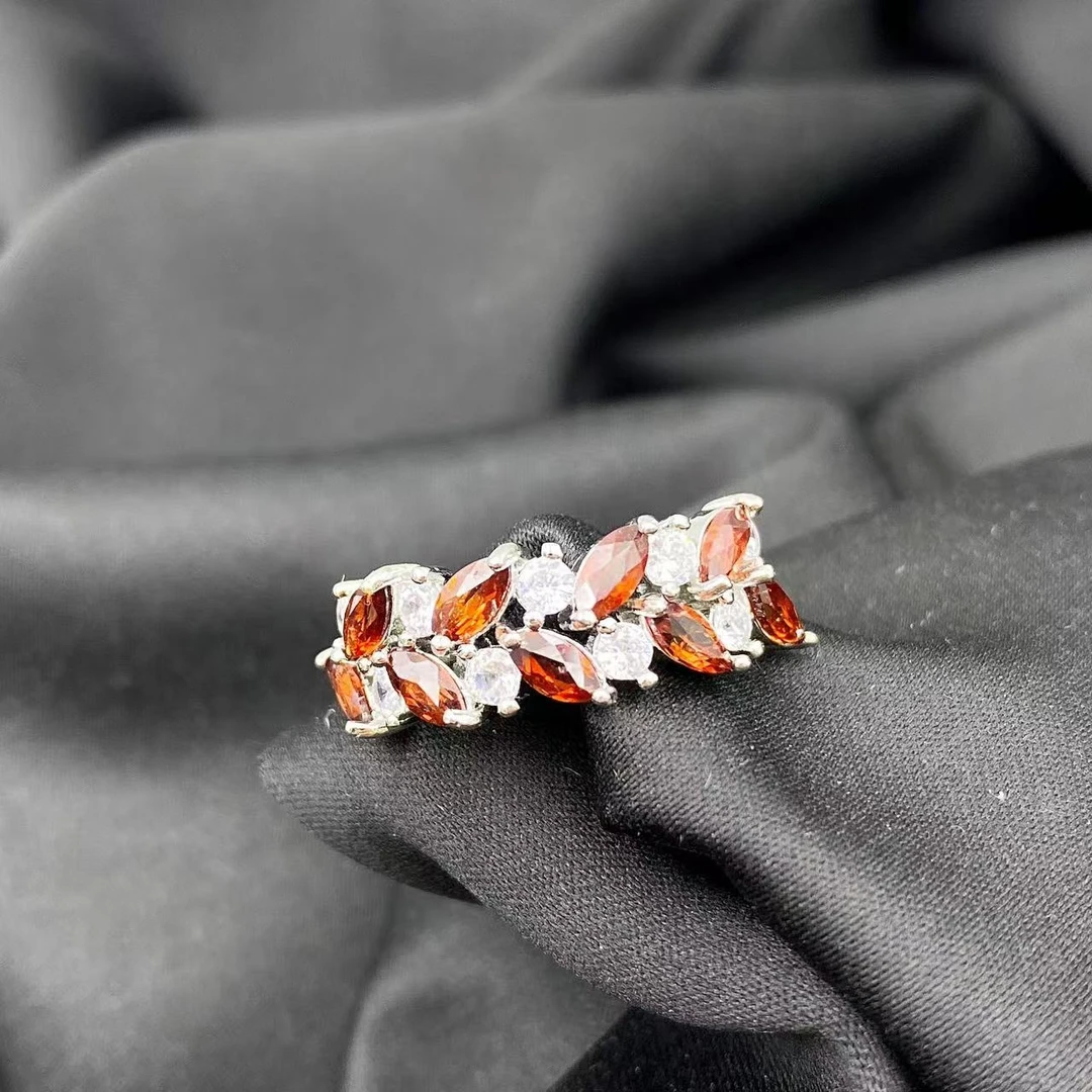 高档珠宝石榴石满钻轻奢戒指A507-赠包装合金