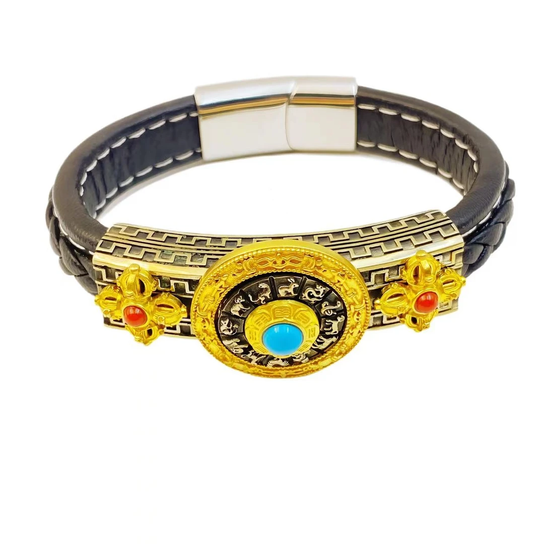 高档珠宝真言灵动旋转设计款玛瑙手环S181  赠包装合金