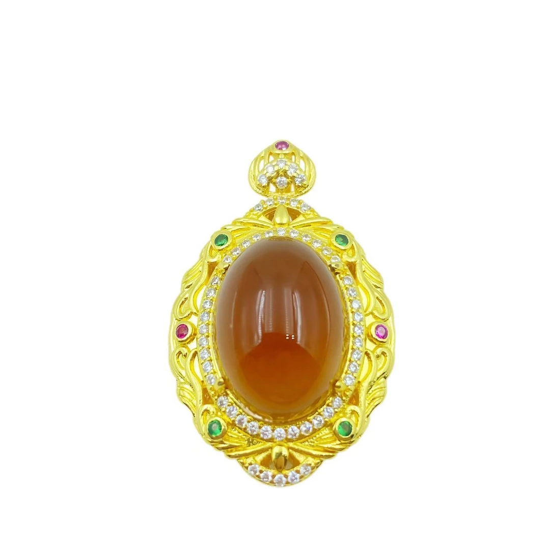 琥珀满钻鸽子蛋贵气吊坠M667（赠链）赠包装合金