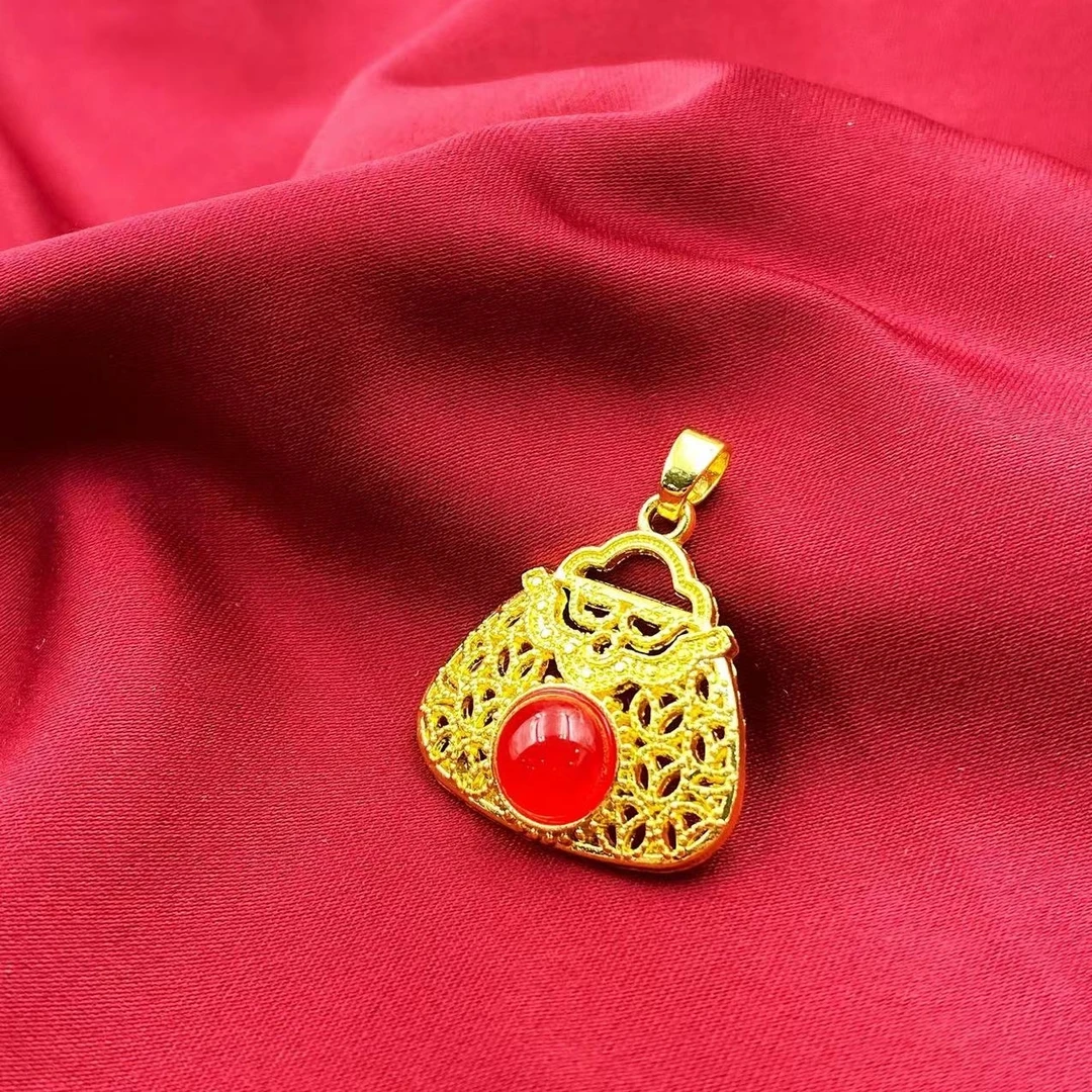 落日红蛋面包包吊坠Y1768（配皮绳）赠包装合金