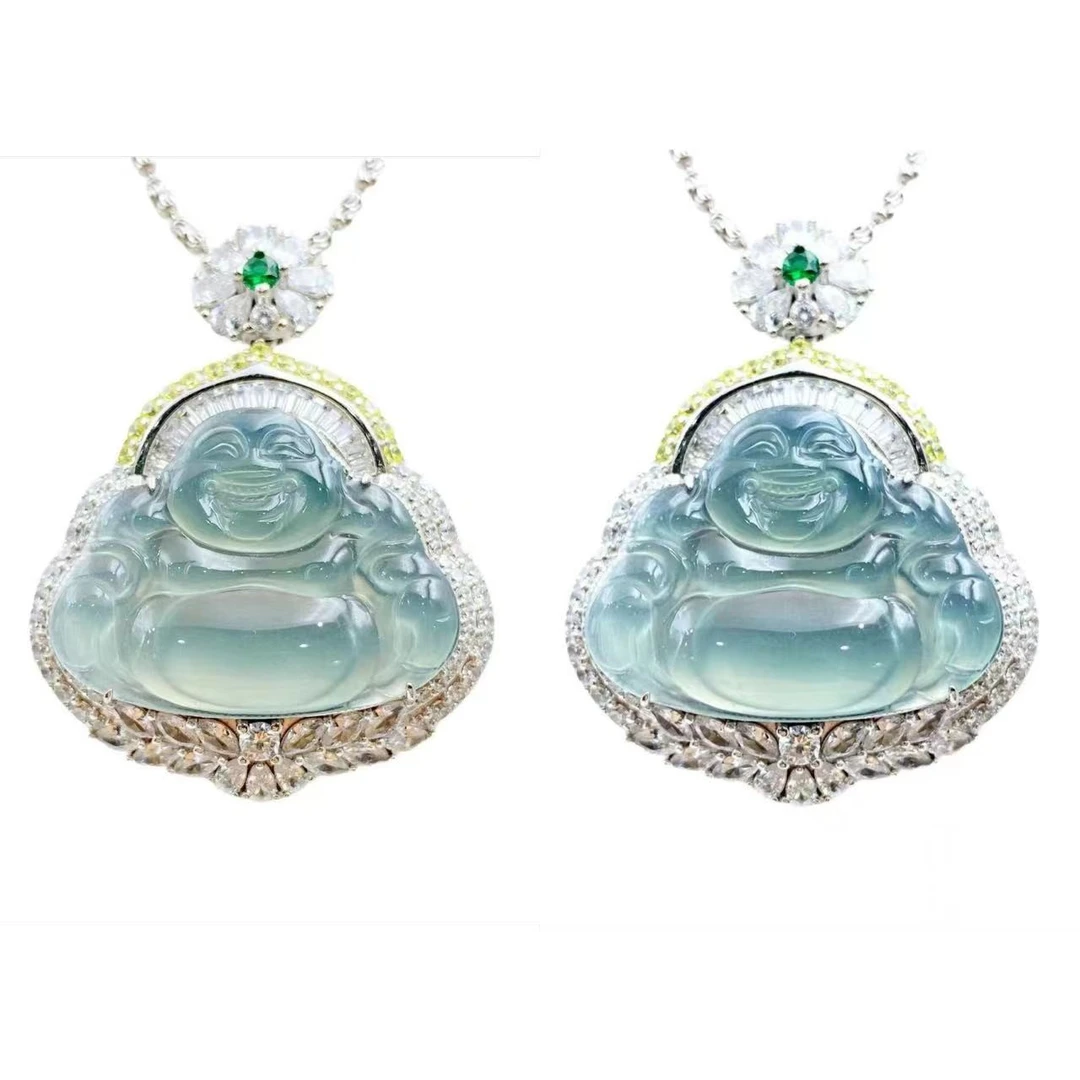 翡翠高冰满钻豪华大肚佛公吊坠F642 （X355) 多样性只发一件