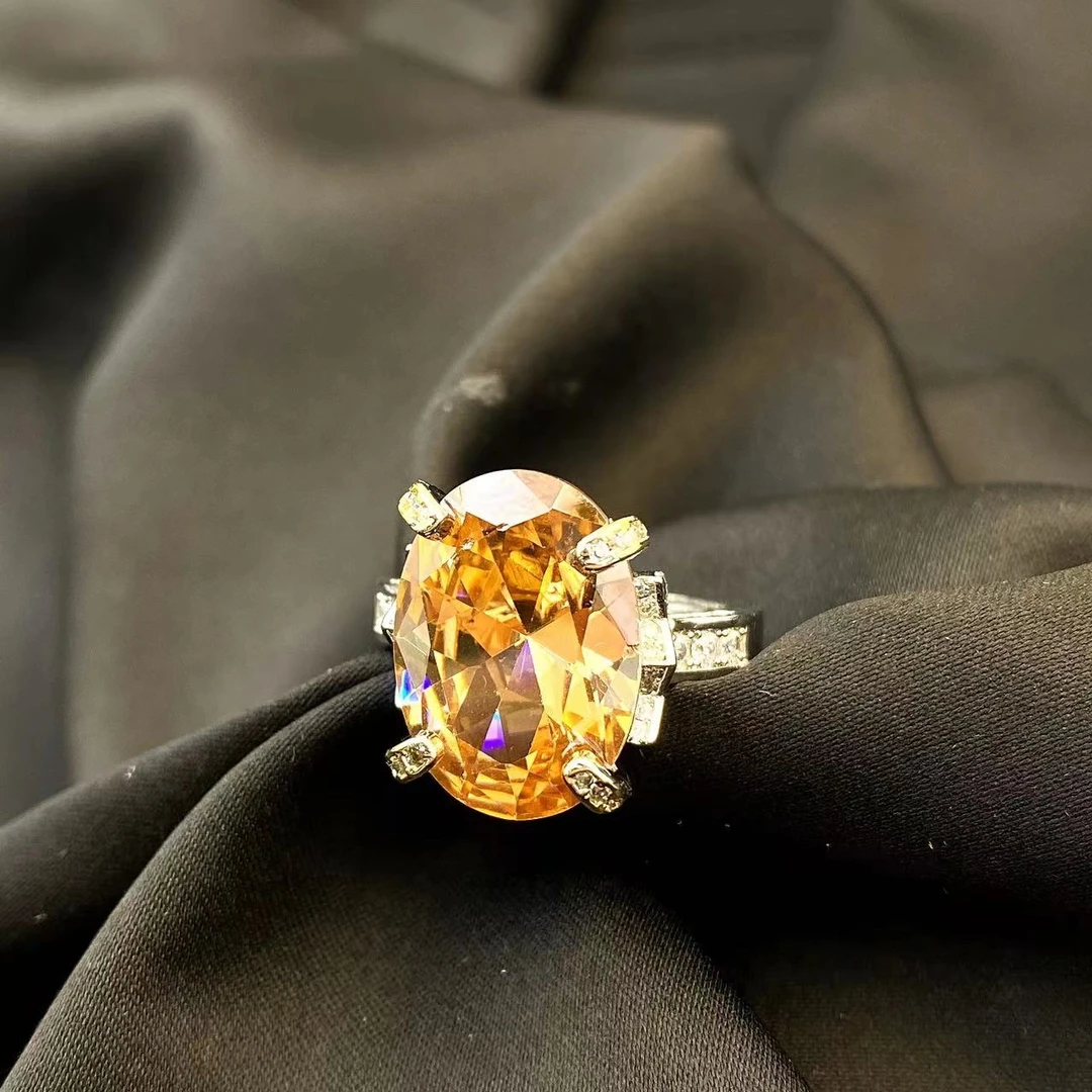 水晶切面鸽子蛋蛋面戒指C1283-赠包装合金