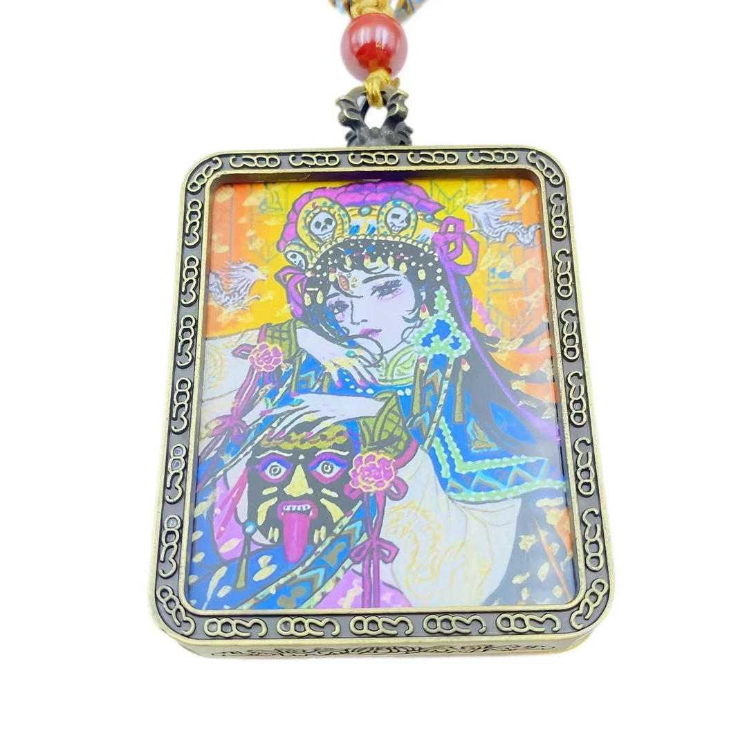 藏收级朱砂精工扎基复古唐卡项链X538-赠包装合金