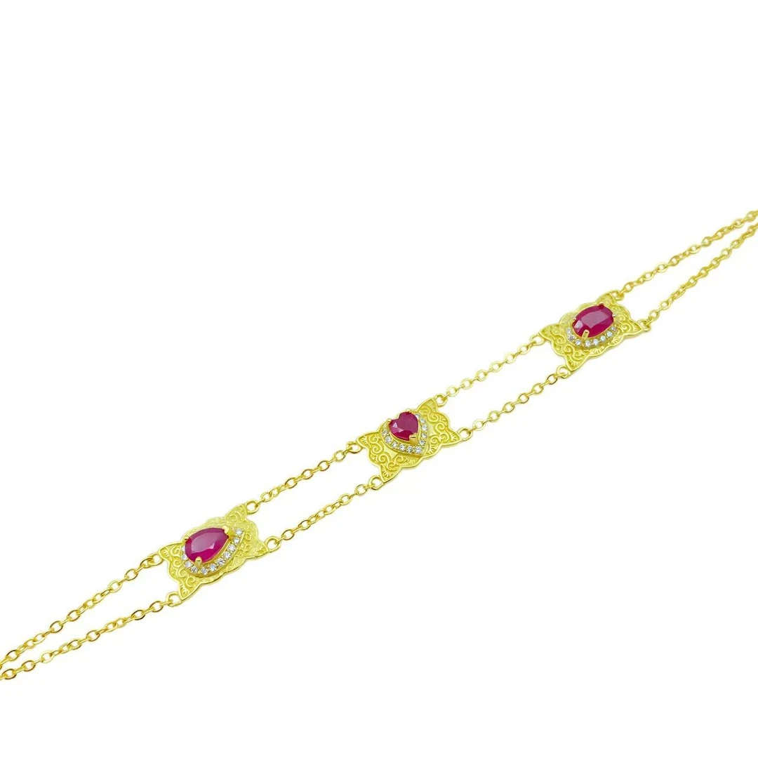 红宝石满钻轻奢手链C1032（合成培育）