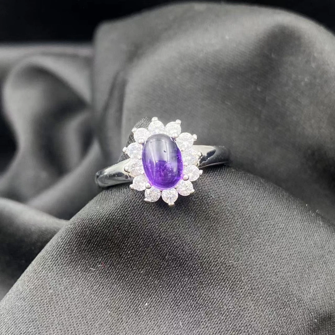 紫水晶满钻太阳花戒指A535
