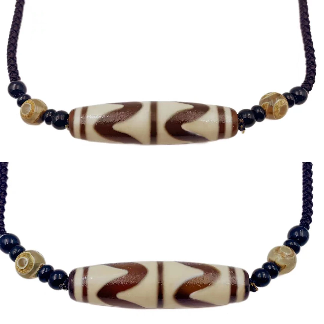 藏收级双水纹牙牙复古风化黄珠珠项链Y2149（多样性只发一件）