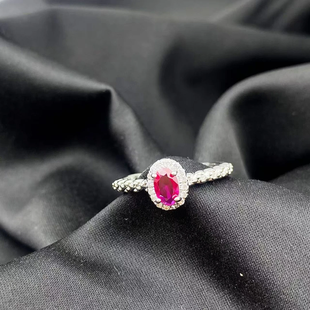 红宝石满钻太阳花戒指A500（合成培育）-赠包装合金