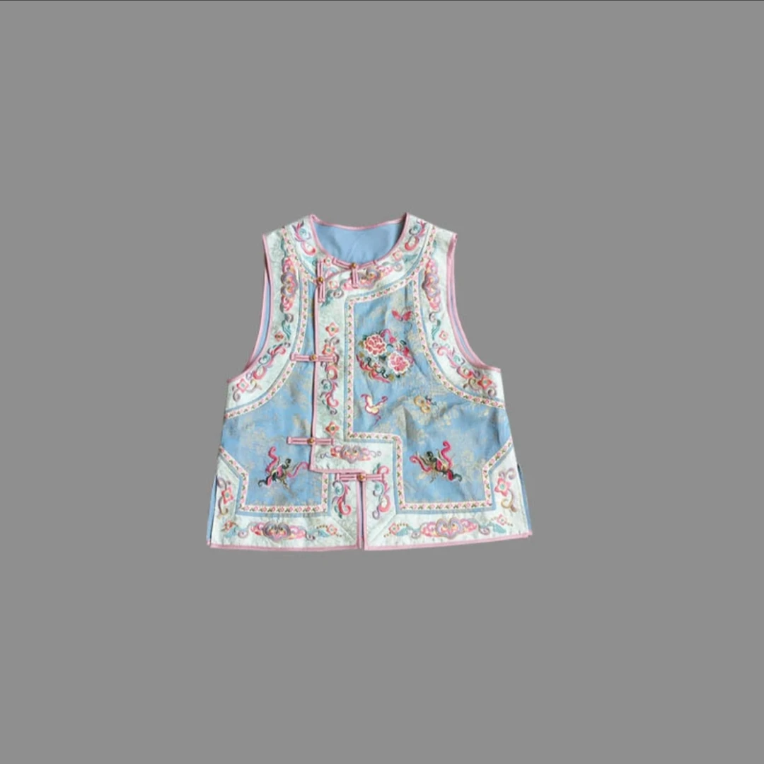 【青蓝专属】深圳南油气质重工刺绣人丝上衣高级通勤轻奢国风马甲