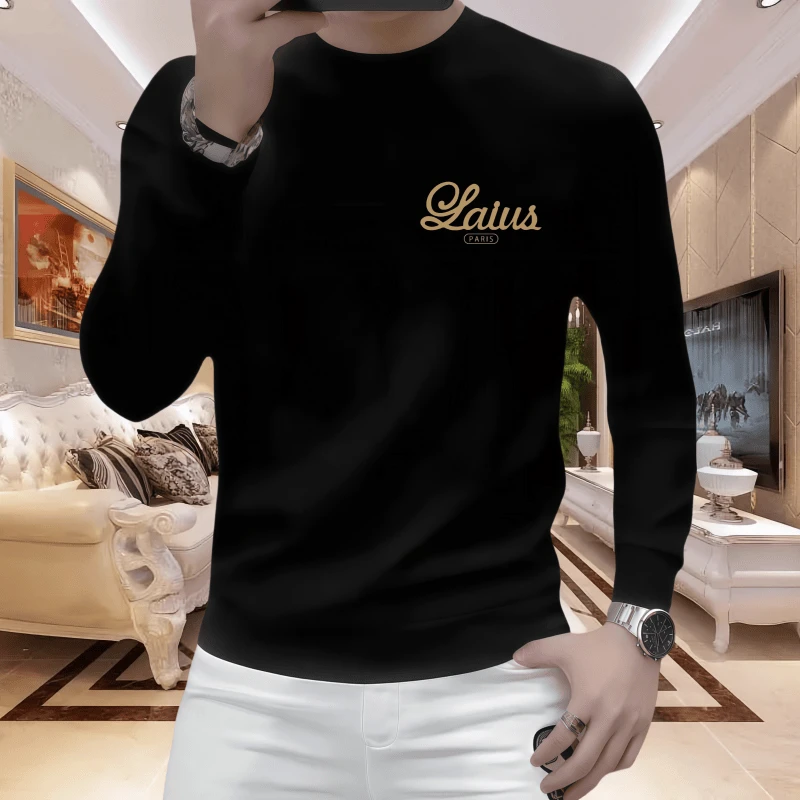 欧洲站男士新款印花长袖上衣时尚百搭休闲潮流修身圆领秋冬季卫衣